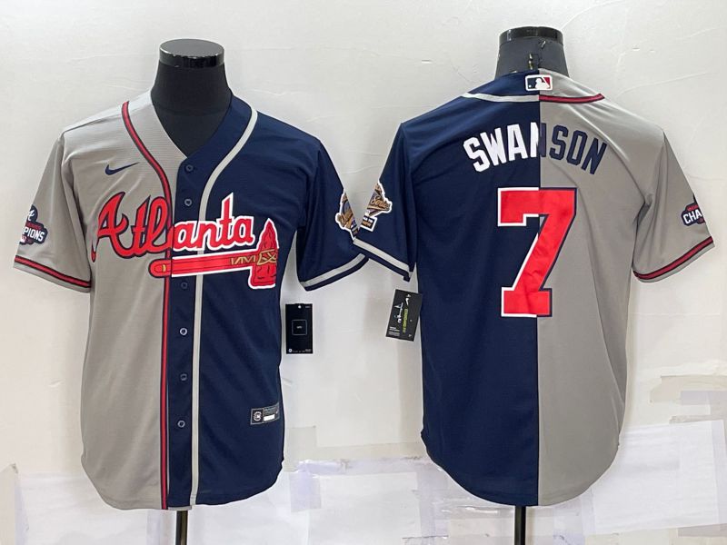 Men Atlanta Braves #7 Swanson blue grey Game Nike 2022 MLB Jersey->seattle mariners->MLB Jersey